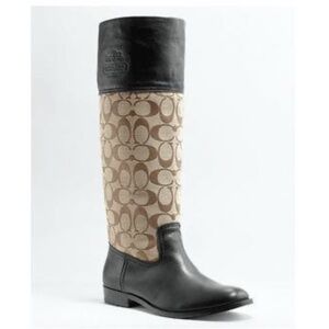 EUC Coach Chrissi Coach Logo Tall Knee High Riding Boots Logo Size 8.5